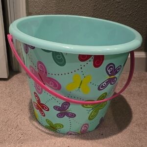 Colorful Butterfly Bucket with Pink Handle